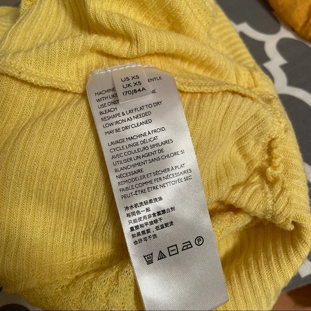 Free People | Santa Clara Thermal Yellow Long Sleeve V Neck Waffle Knit Top